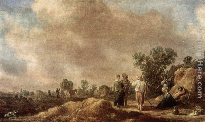 Haymaking painting - Jan van Goyen Haymaking art painting
